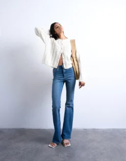 TSJAMIE Hohe Taille Ausgestellt Jeans