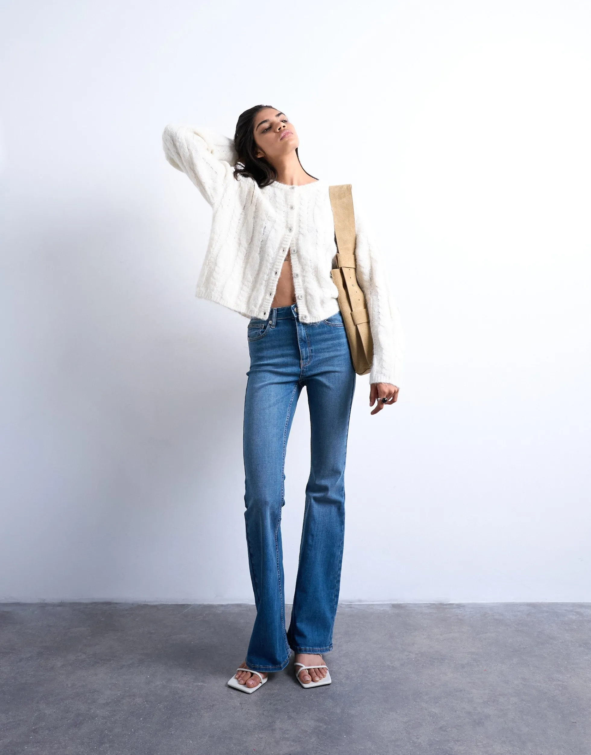 TSJAMIE Hohe Taille Ausgestellt Jeans
