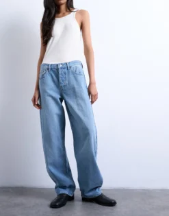 TSLOWRIE Niedrige Taille Baggy Fit Jeans