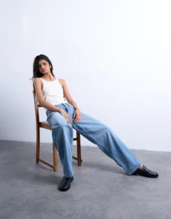 TSLOWRIE Niedrige Taille Baggy Fit Jeans