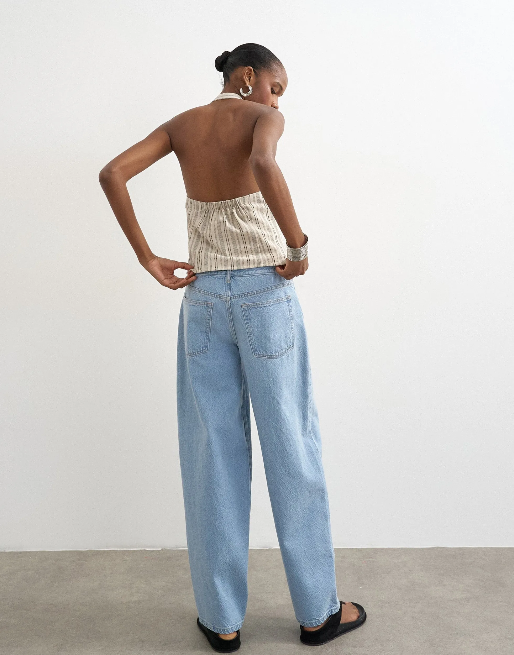 TSLOWRIE Niedrige Taille Baggy Fit Jeans