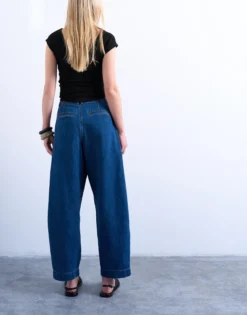 TSMARI Hohe Taille Weiter Beinschnitt Jeans