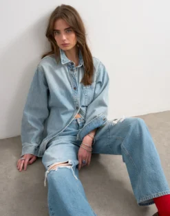 TSNORA Mid Rise Barrel Fit Jeans