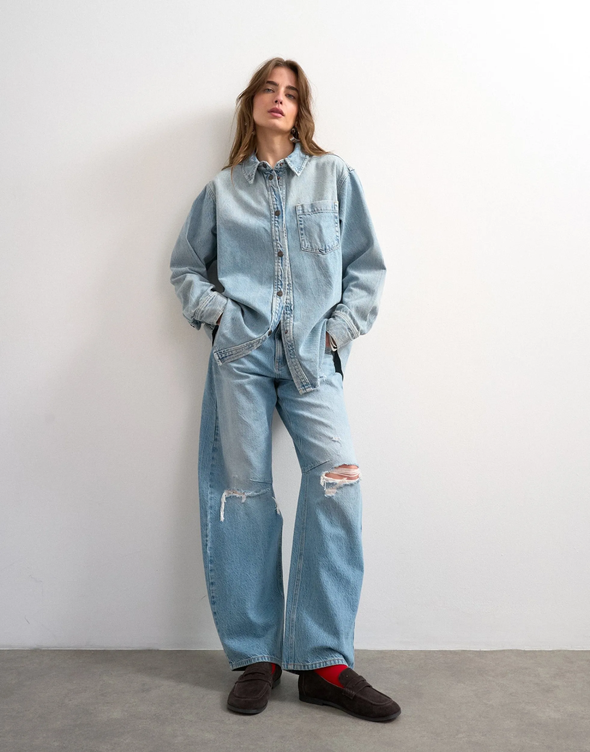 TSNORA Mid Rise Barrel Fit Jeans