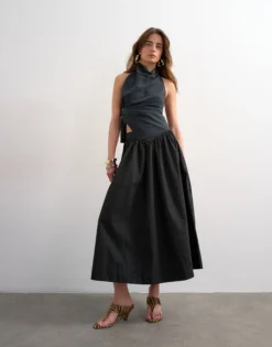 TSSALLY Niedrige Taille Langer Rock