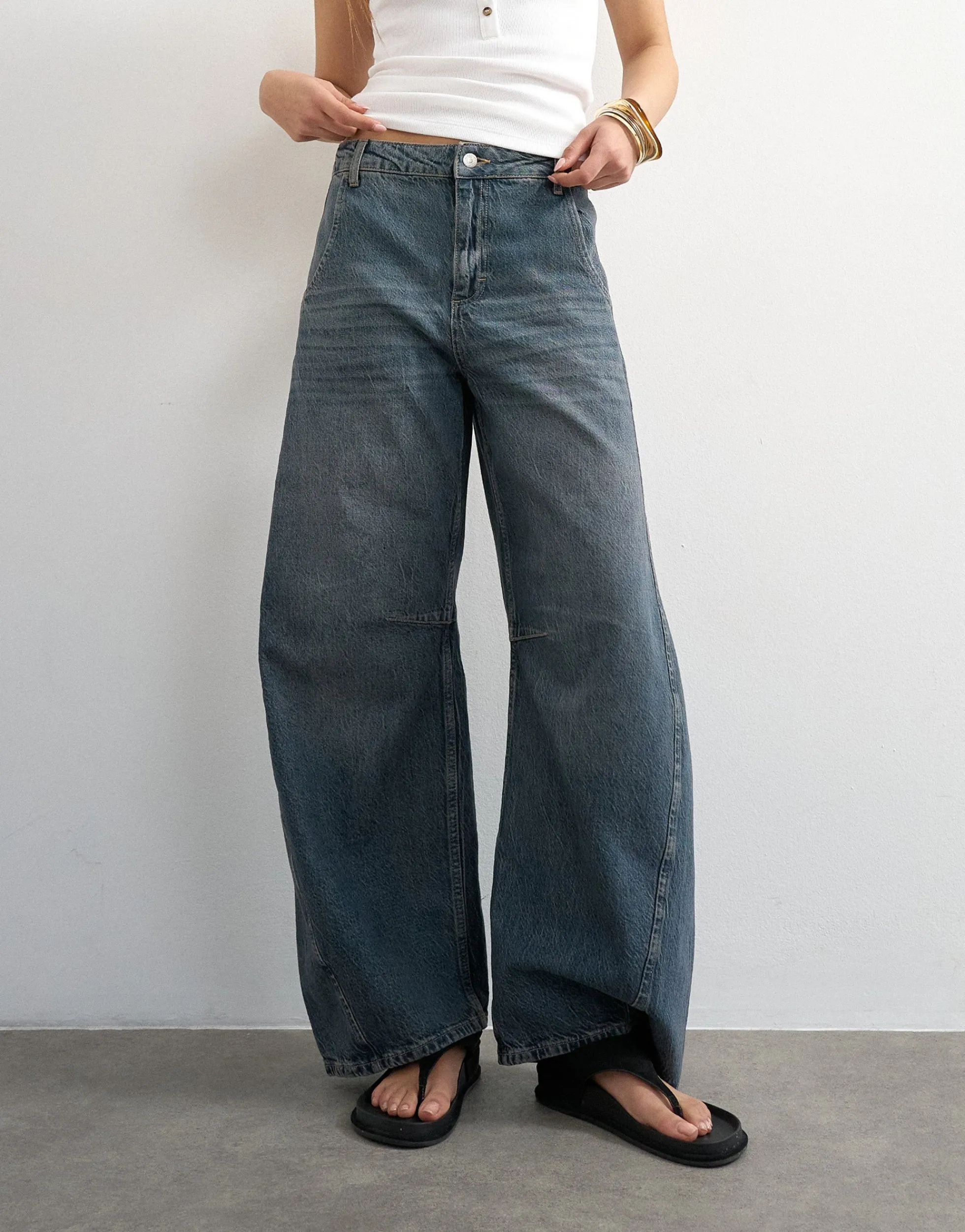 TSVEA Hohe Taille Barrel Fit Jeans