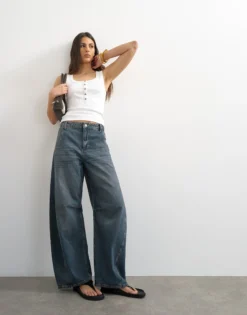 TSVEA Hohe Taille Barrel Fit Jeans