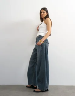 TSVEA Hohe Taille Barrel Fit Jeans