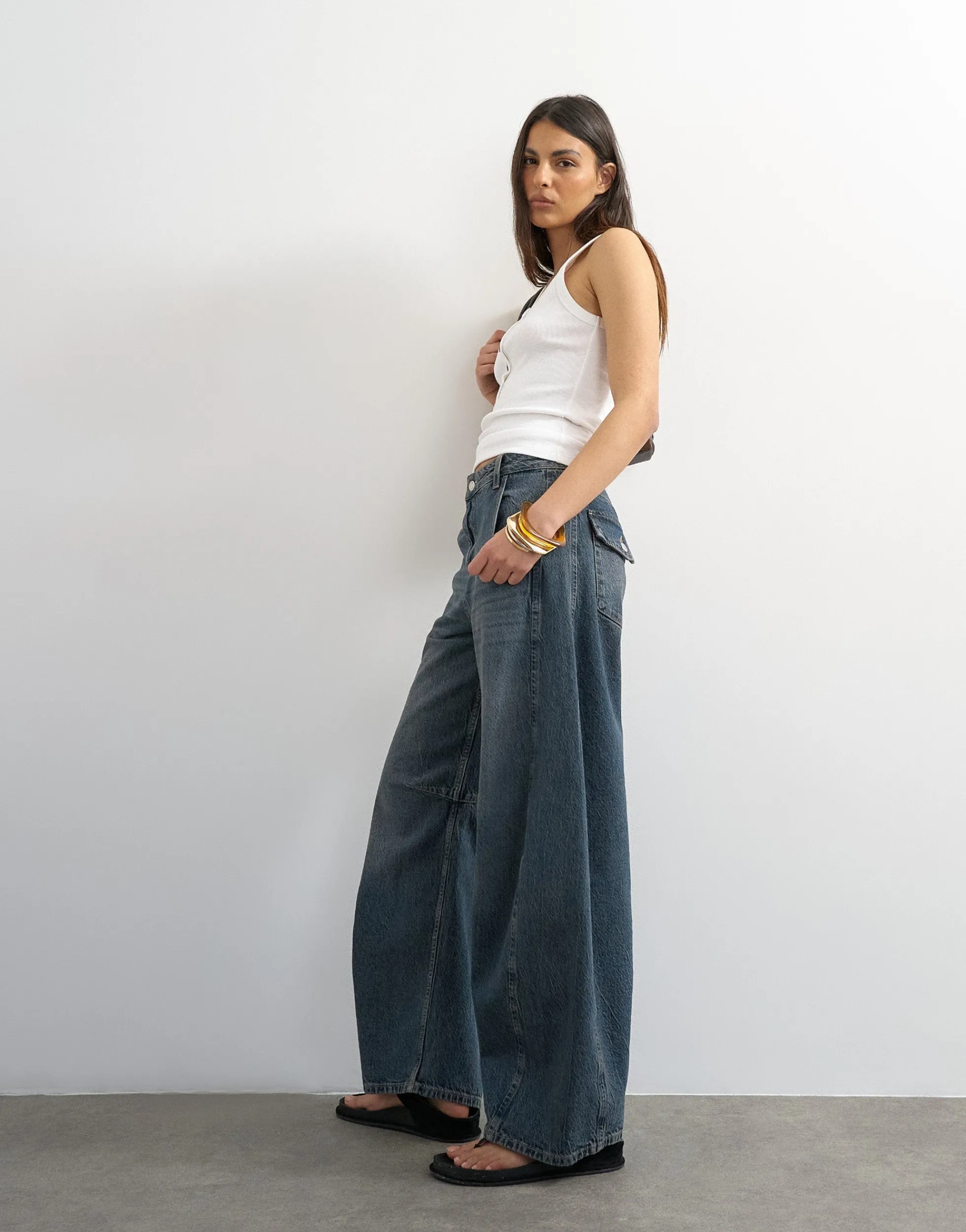 TSVEA Hohe Taille Barrel Fit Jeans