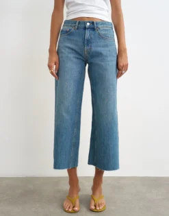TSVERA Hohe Taille Weite Passform - kurz geschnitten Jeans