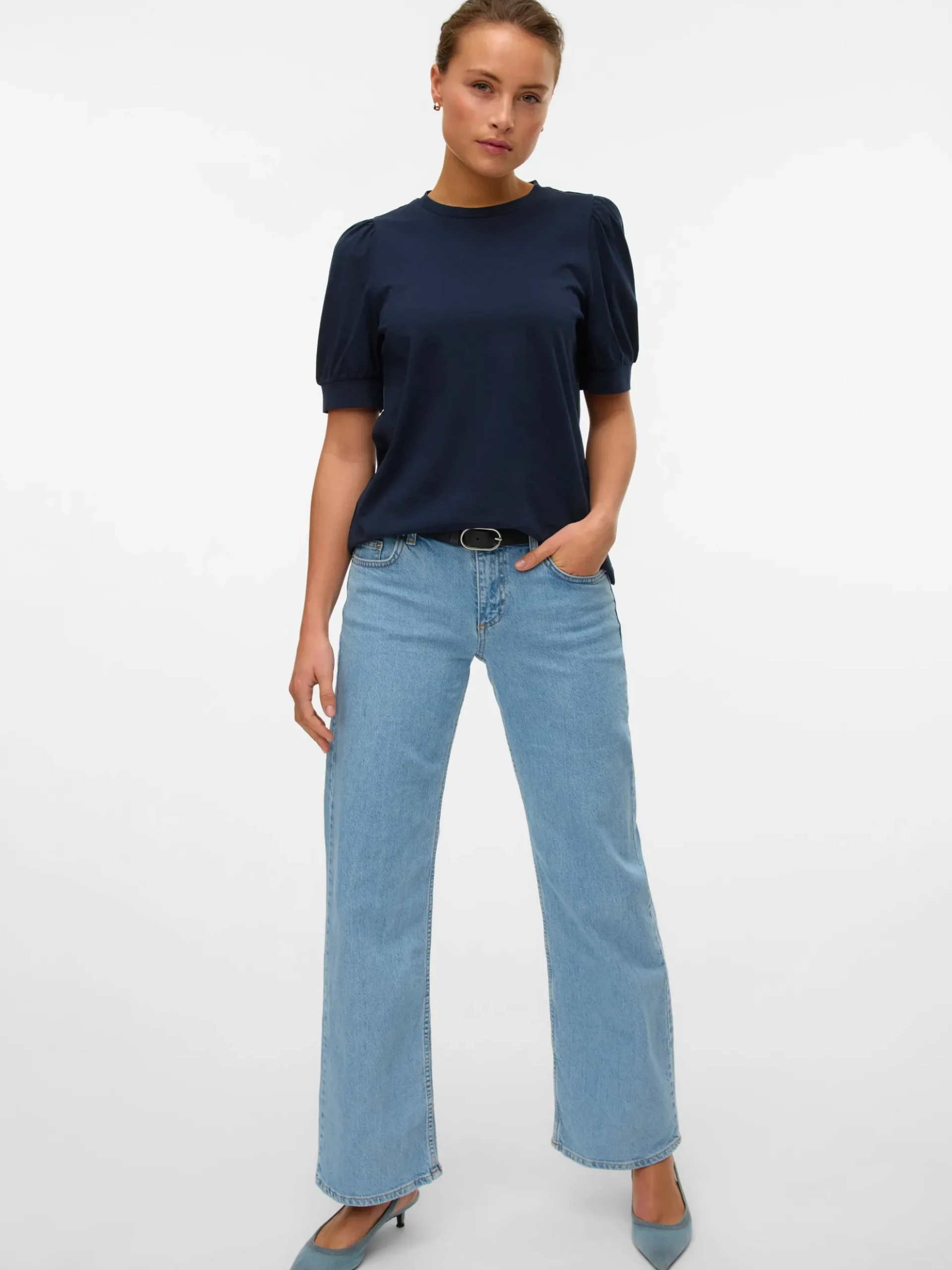VMALEXIS Niedrige Taille Weite Passform - kurz geschnitten Jeans
