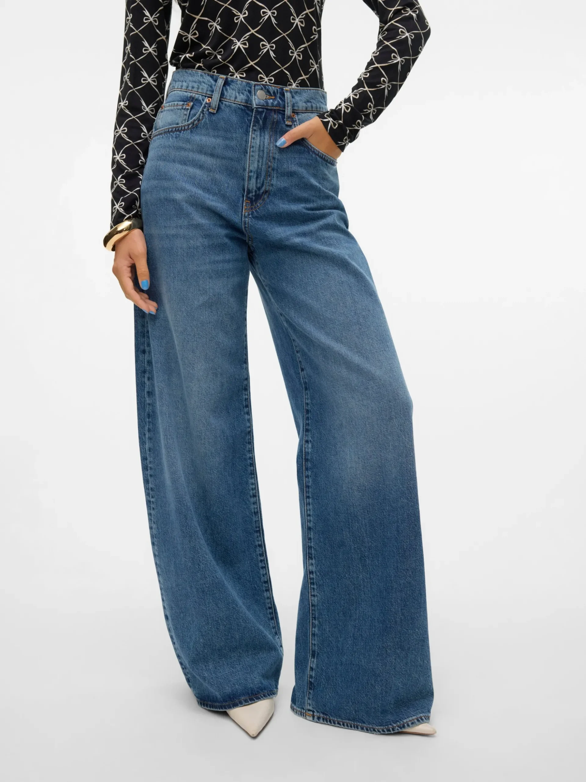 VMELINA Super High Rise Weiter Beinschnitt Jeans