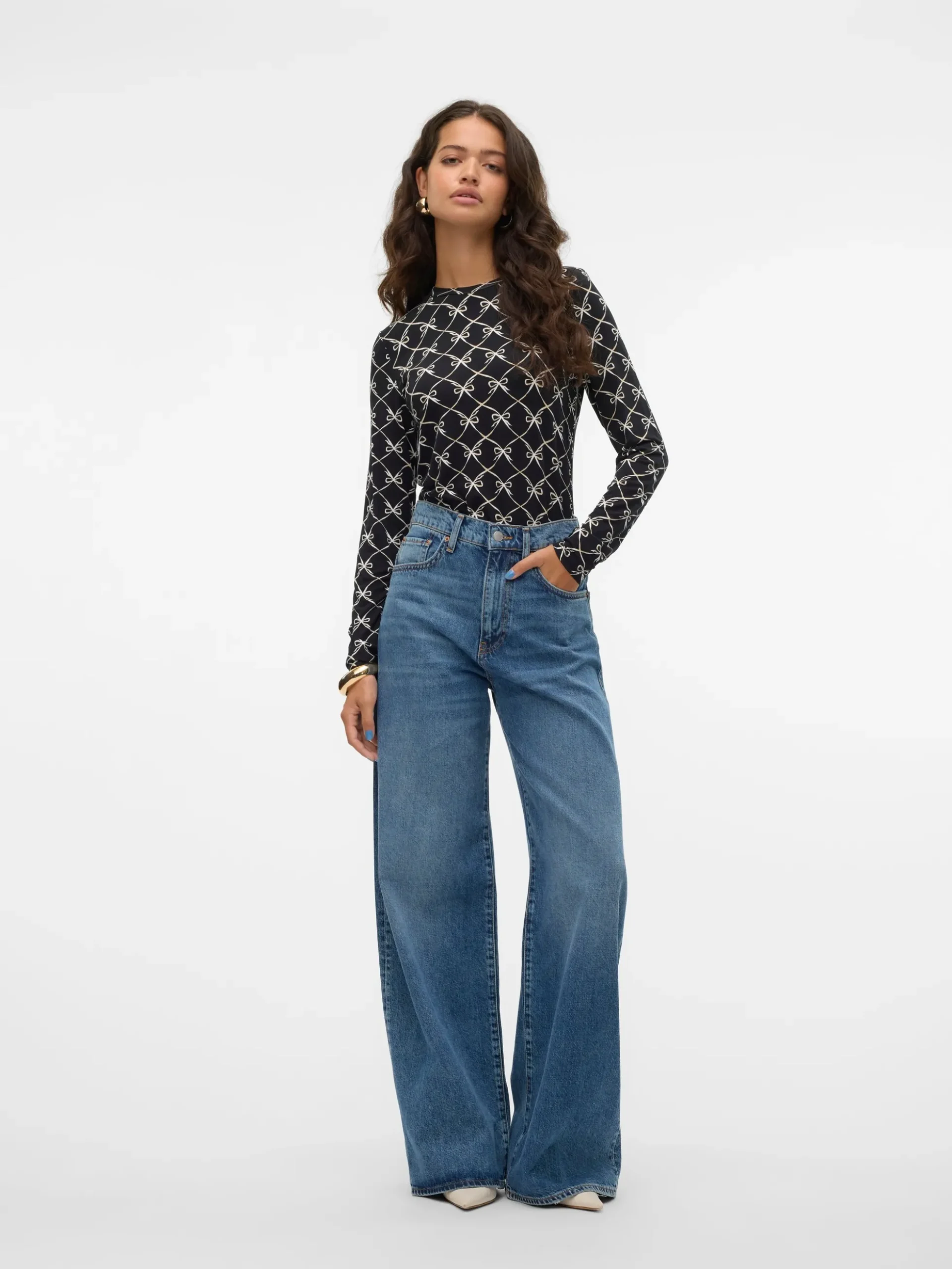 VMELINA Super High Rise Weiter Beinschnitt Jeans