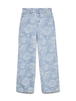 VMRAE Hohe Taille Weiter Beinschnitt Jeans
