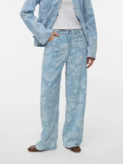 VMRAE Hohe Taille Weiter Beinschnitt Jeans