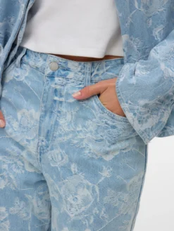VMRAE Hohe Taille Weiter Beinschnitt Jeans