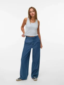 VMRAE Hohe Taille Weiter Beinschnitt Jeans