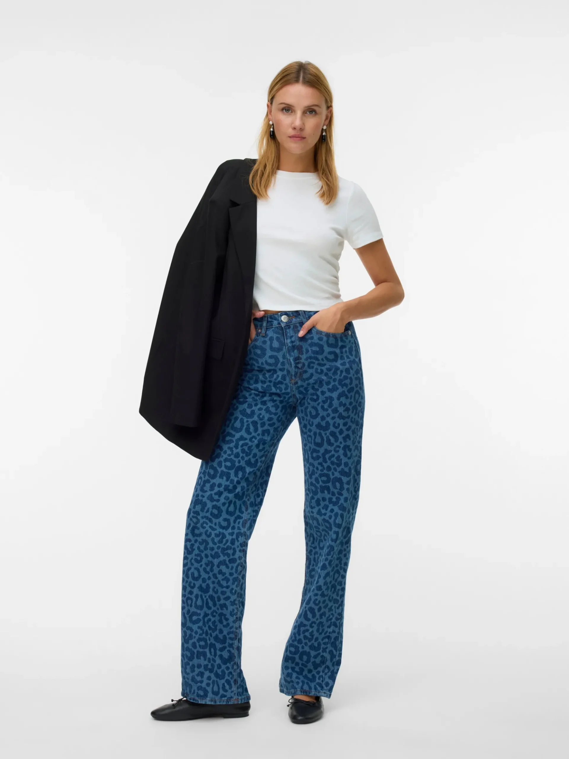 VMTESSA Hohe Taille Weite Passform - kurz geschnitten Jeans