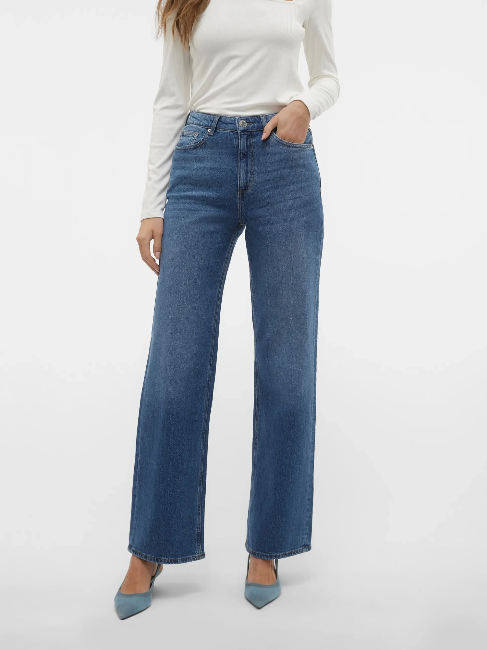 VMTESSA Hohe Taille Weiter Beinschnitt Jeans